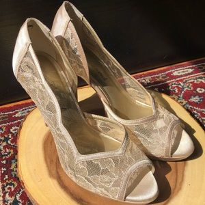 Champagne lace heels